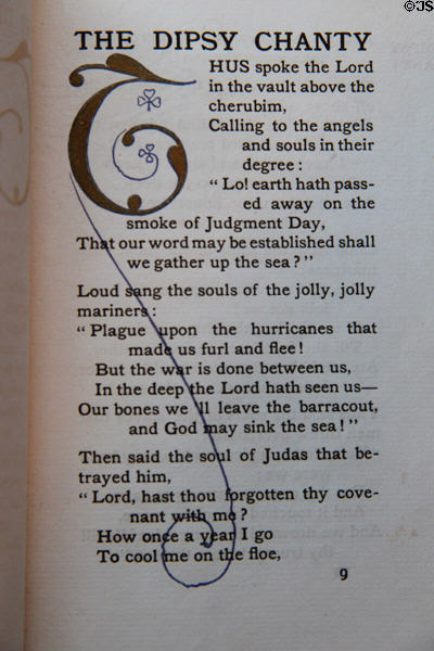 Roycroft Arts & Crafts print design of The Dipsy Chanty by Rudyard Kipling. East Aurora, NY.