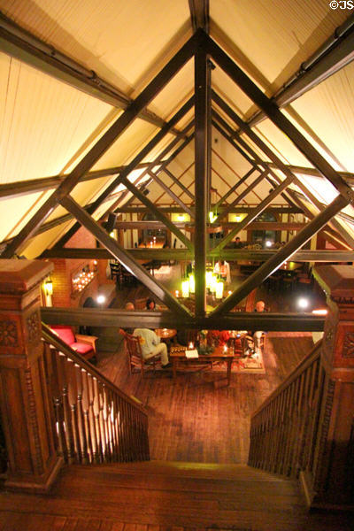 Ceiling structure of original Roycroft print shop, now restaurant at Roycroft Inn. East Aurora, NY.