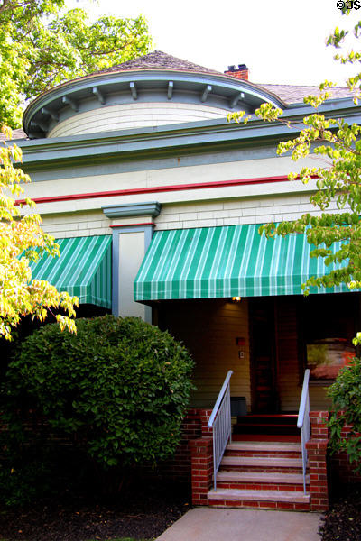 Facade detail at Roycroft Inn. East Aurora, NY.