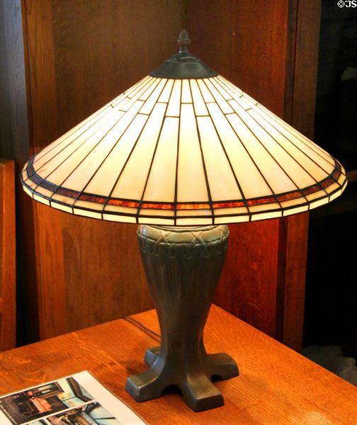 Roycroft Arts & Crafts lobby table lamp at Roycroft Inn. East Aurora, NY.
