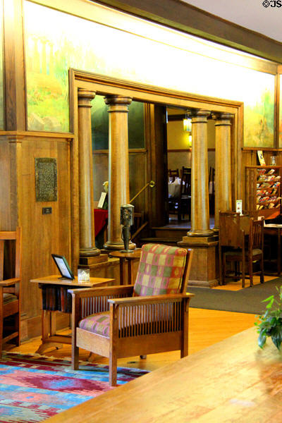 Portal with columns in lobby at Roycroft Inn. East Aurora, NY.