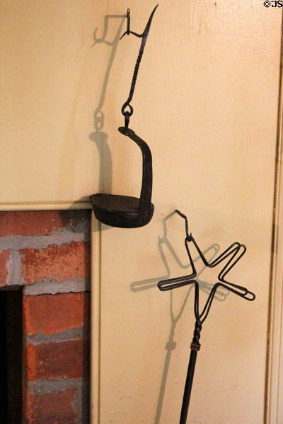 Fat oil lamp & rug beater at Millard Fillmore House. East Aurora, NY.