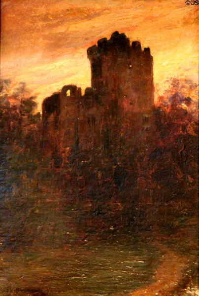 Sunset on Monticello on Hudson River painting (1895) by Alexis Fournier of Roycroft at Elbert Hubbard Roycroft Museum. East Aurora, NY.