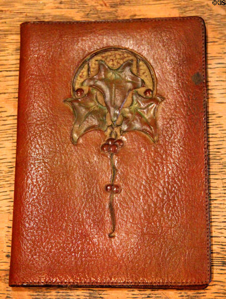 Leather work billfold by George Scheide Mantel at Elbert Hubbard Roycroft Museum. East Aurora, NY.