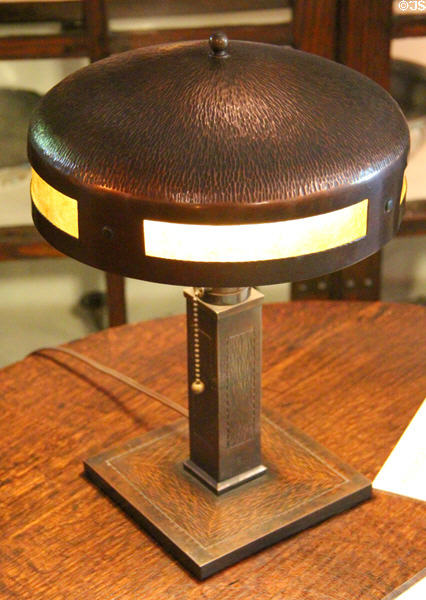 Arts & Crafts table lamp at Elbert Hubbard Roycroft Museum. East Aurora, NY.