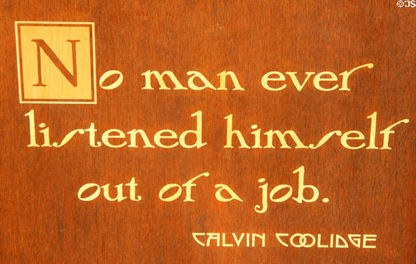 Slogan sign quoting Calvin Coolidge following in tradation of Roycroft on Main St. East Aurora, NY.