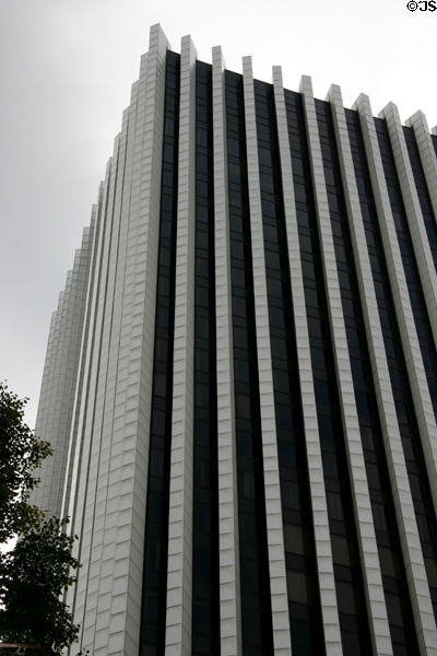 Modern crown of The Metropolitan skyscraper. Rochester, NY.