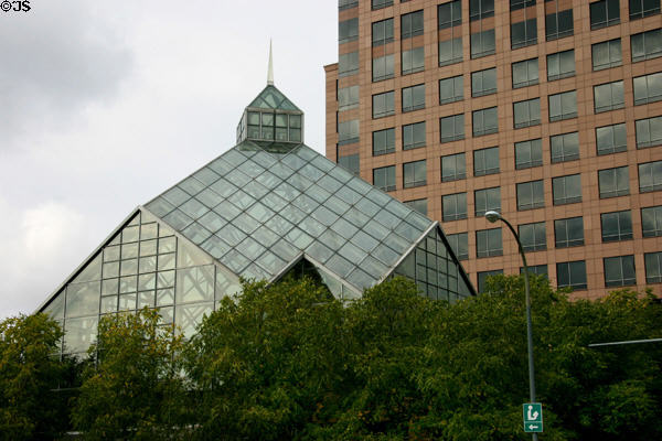 Wintergarden Cafe glass structure at Legacy Tower. Rochester, NY.