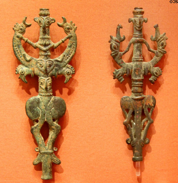 Iranian bronze animal finials (1100-700 BCE & 799-700 BCE) at Memorial Art Gallery. Rochester, NY.