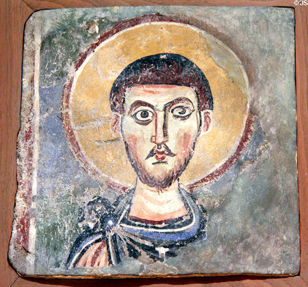 Italian fresco with head of Saint (800s) at Memorial Art Gallery. Rochester, NY.