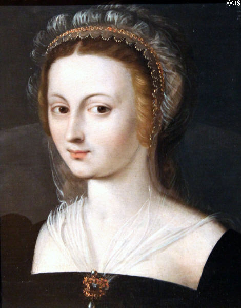 Portrait of a Woman (1500s) by School of Fontainebleau of France at Memorial Art Gallery. Rochester, NY.