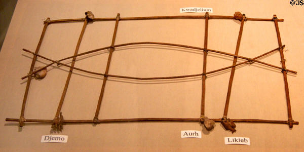 Polynesian sailing chart (Rebbelith) (late 19th- early 20thC) from Marshall Islands, Micronesia at Memorial Art Gallery. Rochester, NY.