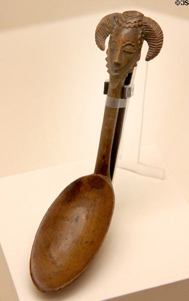 Yaoure or Baule culture wood spoon (20thC) from Côte d'Ivoire at Memorial Art Gallery. Rochester, NY.