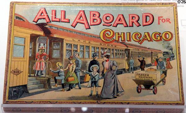 Vintage All Aboard for Chicago boxed game by Parker Brothers of Salem, MA at The Strong National Museum of Play. Rochester, NY.