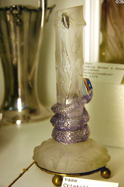 Baccarat vase with snake coiled around base (1876) from France at The Strong National Museum of Play. Rochester, NY.