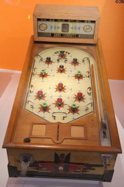 Bumpers! (1936) (Bally Manufacturing Co.) which introduced electric coil scoring bumpers at The Strong National Museum of Play. Rochester, NY.