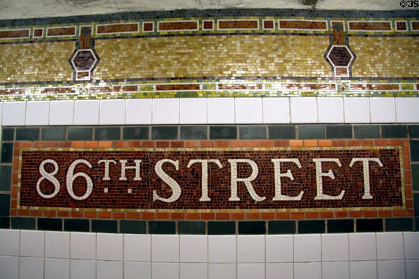 86th St. subway mosaic station marker. New York, NY.