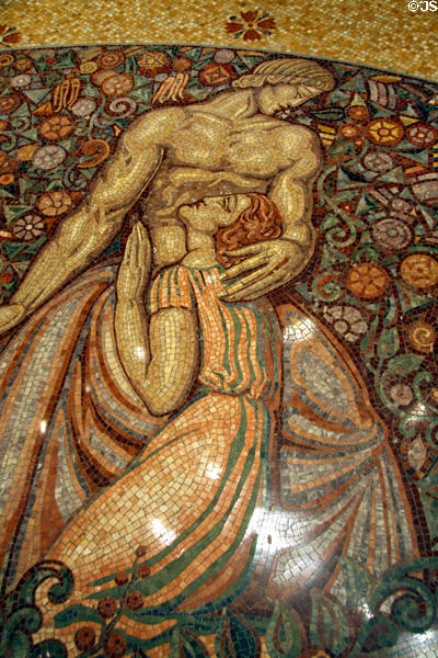 Mosaic floor in Waldorf-Astoria Hotel lobby. New York, NY.