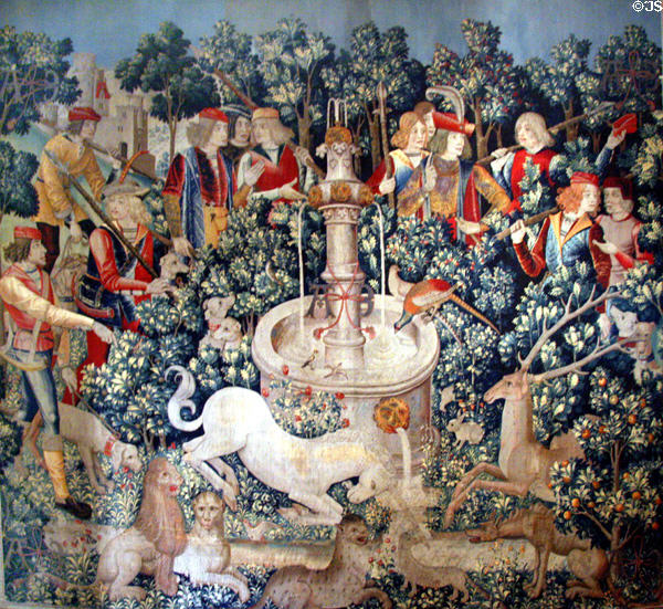 Unicorn is Found from the Unicorn Tapestry series (1495-1505) made in The Lowlands at The Cloisters. New York, NY.