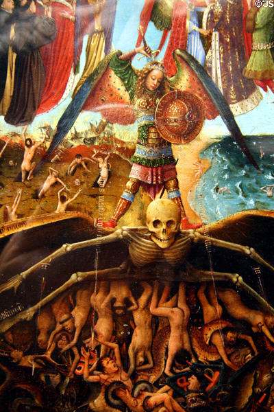 Detail of Last Judgment tempera painting (c1430) by Jan van Eyck & workshop at Metropolitan Museum of Art. New York, NY.