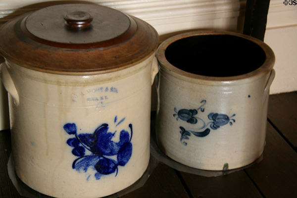 Salt-glaze crocks in Old Merchant's House Museum. New York, NY.