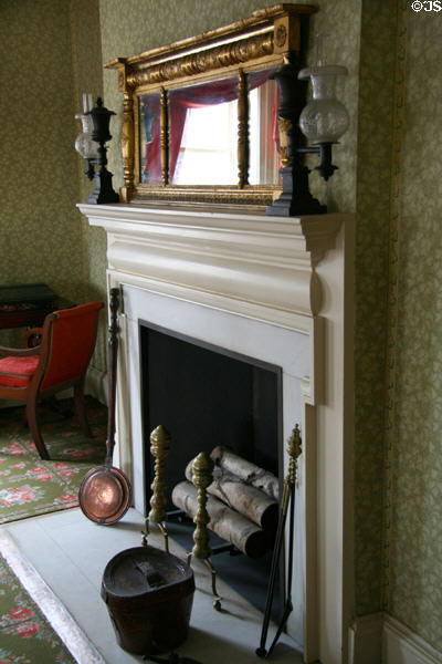 Fireplace in Aaron Burr's Bed Chamber at Morris-Jumel Mansion. New York, NY.