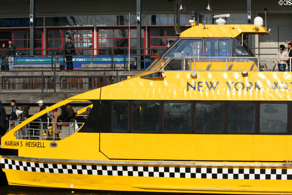 Water taxi Marian S. Heiskell at Pier 17 of South Street Seaport. New York, NY.