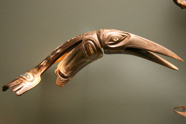 Northwest coast native woman's hair ornament in form of bird (c1900) at National Museum of American Indian. New York, NY.