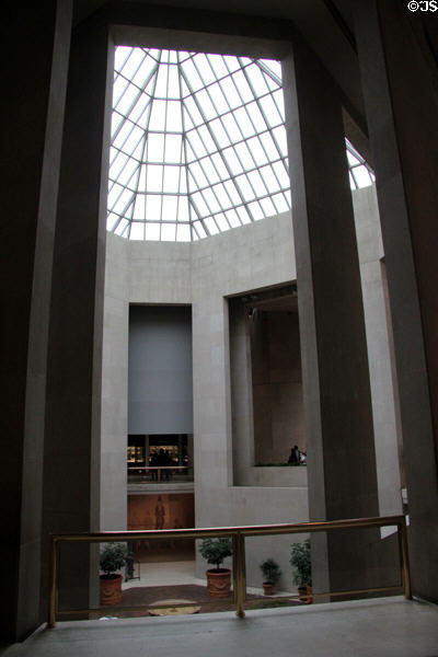 Modern octagonal gallery with skylight inside Metropolitan Museum of Art. New York, NY.