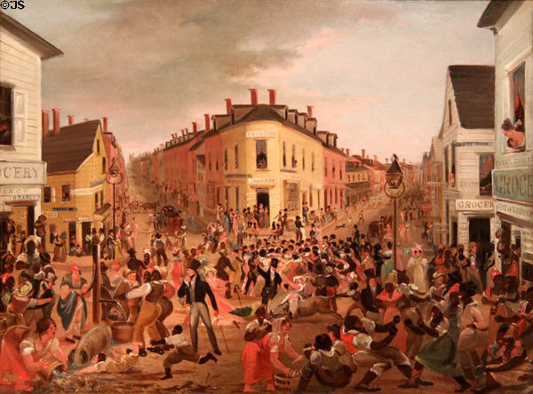 The Five Points Manhattan painting (c1827) by unknown at Metropolitan Museum of Art. New York, NY.