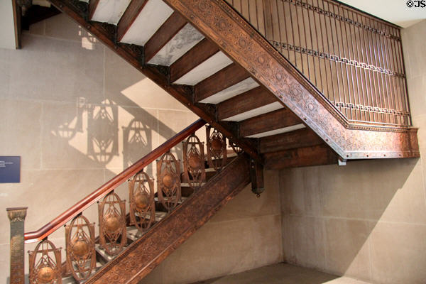 Copper-plated staircase from Chicago Stock Exchange Building (1893-4) by Dankmar Adler & Louis H. Sullivan at Metropolitan Museum of Art. New York, NY.