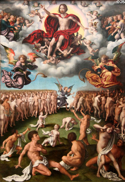 Last Judgment painting (c1520-5) by Joos van Cleve at Metropolitan Museum of Art. New York, NY.