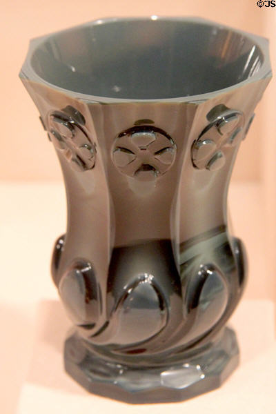 Marbleized gray & blue glass beaker (c1830) by Joseph Wenzel Zich of Joachimsthal, Bohemia at Metropolitan Museum of Art. New York, NY.