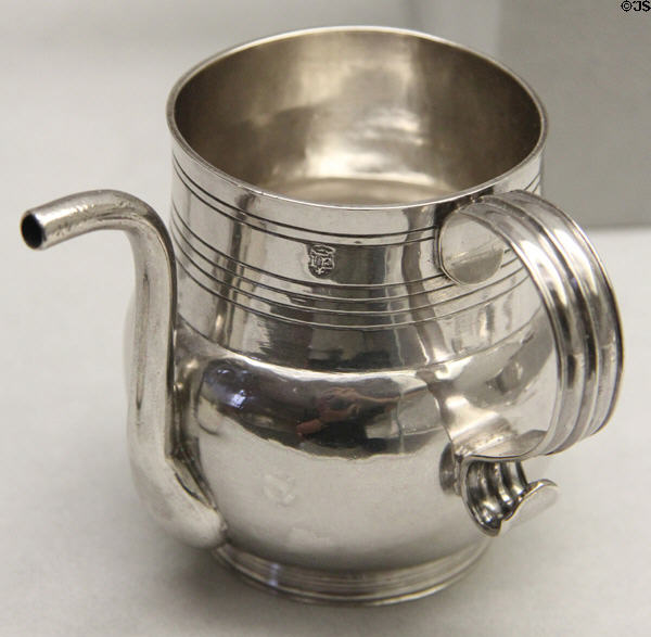 Silver spout cup (1700-25) by John Edwards of Boston at Metropolitan Museum of Art. New York, NY.