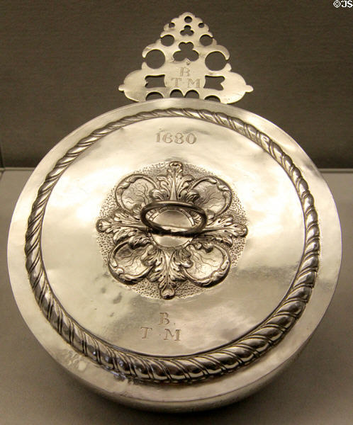 Silver covered porringer (c1700) from New York City at Metropolitan Museum of Art. New York, NY.
