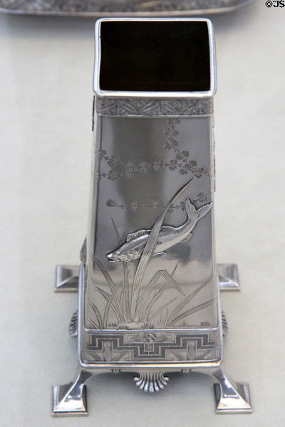 Silver Japanese-style vase (1877) by Tiffany & Co. of New York City at Metropolitan Museum of Art at Metropolitan Museum of Art. New York, NY.