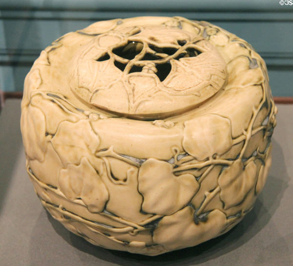 Porcelaneous earthenware covered bowl (c1904-9) by Tiffany Studios at Metropolitan Museum of Art. New York, NY.