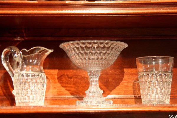 Pressed glass vessels (1850-70) by Bakewell, Pears & Co. of Pittsburgh, PA at Metropolitan Museum of Art. New York, NY.