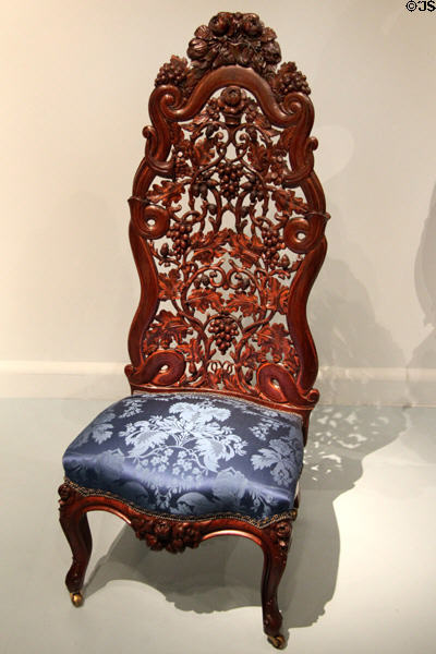 Carved Rococo-style side chair (c1855) by J.H. Belter & Co. of New York City at Metropolitan Museum of Art. New York, NY.
