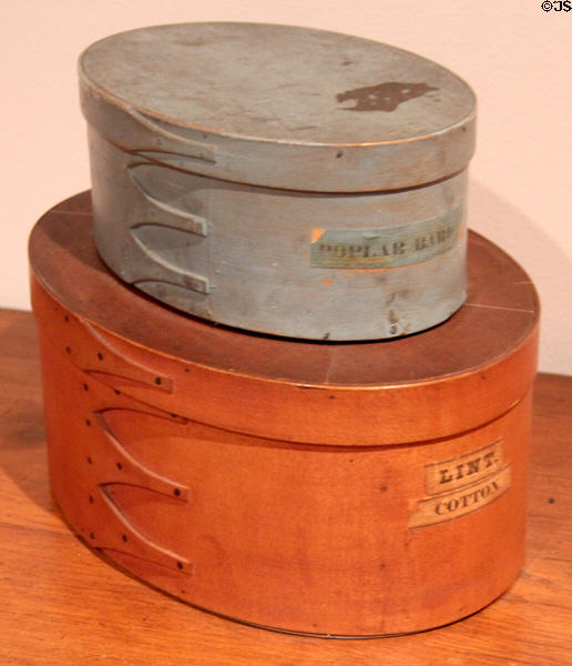 Shaker maple & pine oval boxes (19thC) at Metropolitan Museum of Art. New York, NY.