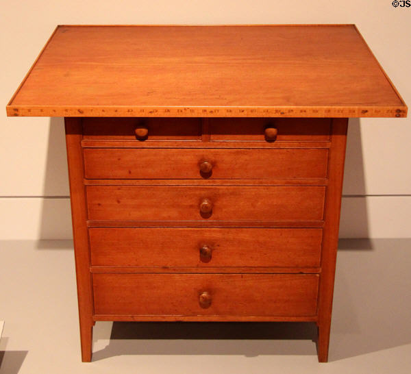 Shaker sewing table (1843) from New Lebanon, NY at Metropolitan Museum of Art. New York, NY.