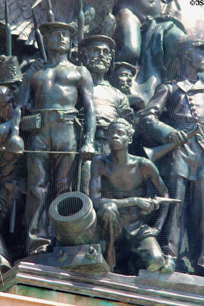 Black sailor detail of Union Navy sculpture (1901) by Frederick MacMonnies on Soldiers' & Sailors' Arch in Grand Army Plaza. Brooklyn, NY.