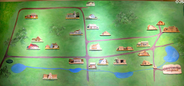 Map of heritage buildings which form open air village of Old Bethpage. Old Bethpage, NY.