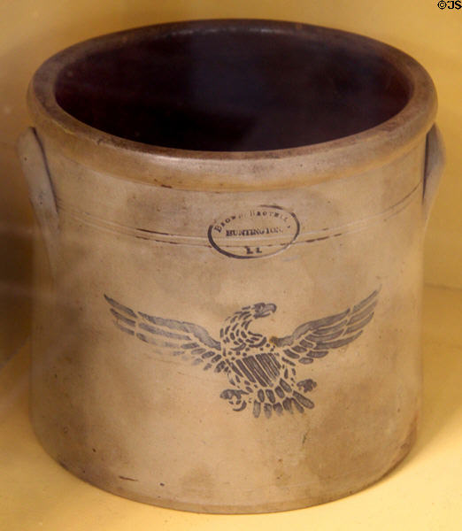 Stoneware crock by Brown Brother of Huntington, Long Island at Old Bethpage Village. Old Bethpage, NY.