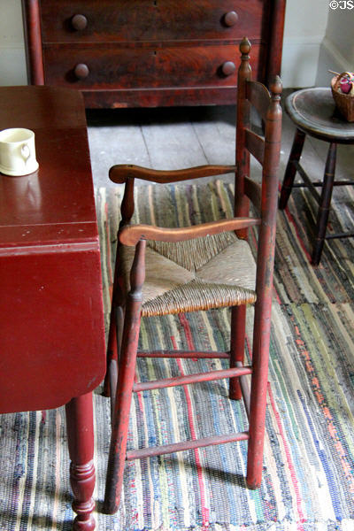 High chair in Conklin House at Old Bethpage Village. Old Bethpage, NY.
