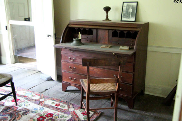 Roll-top desk in dining room in Powell House at Old Bethpage Village. Old Bethpage, NY.