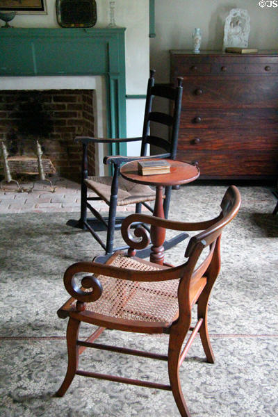 Caned chairs in Williams House Parlor at Old Bethpage Village. Old Bethpage, NY.