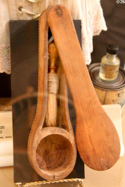 Seaman's shaving kit with shaving brush at Whaling Museum. Cold Spring Harbor, NY.