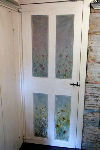 Floral scenes painted on the four panels of a door by Annie Cooper Boyd at Boyd House museum. Sag Harbor, NY.