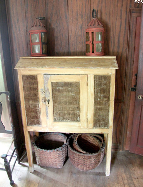 Pie safe & lanterns at Custom House Museum. Sag Harbor, NY.
